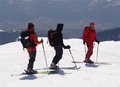 Laurence,  Laurent et Fredéric : excellente neige à la descente.